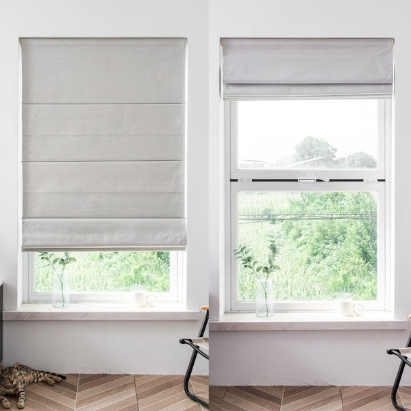 Customize Cordless Roman Shades, Total Blackout Premium Linen Textured