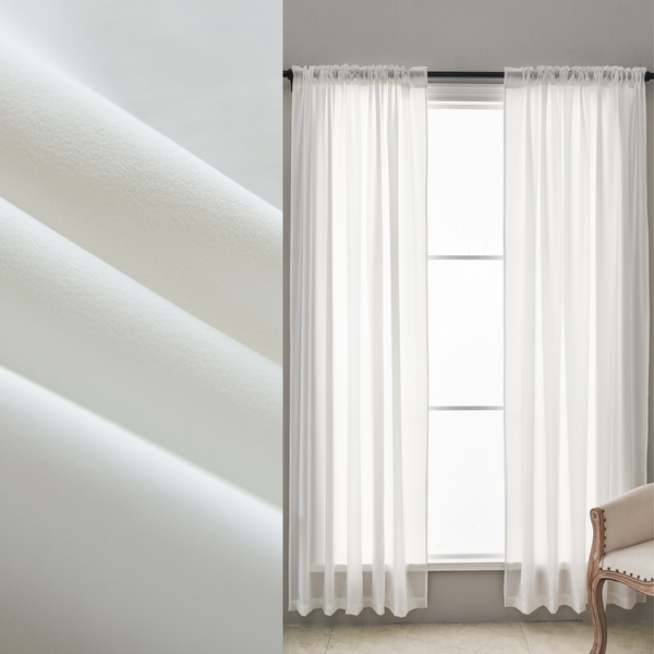 White Sheer Curtains Elegant Window Voile, Customize Size/Head, 1 Panel