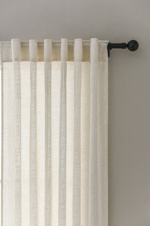 Wabi-sabi Style Linen Textured Sheer Curtain, Customize Size/Head, 1 Panel
