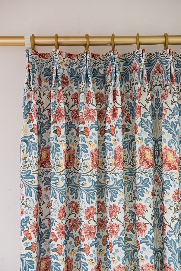 Bohemian Blossom Cream White Boho Curtains, 60% Shading, Customize Size/Head, 1 Panel