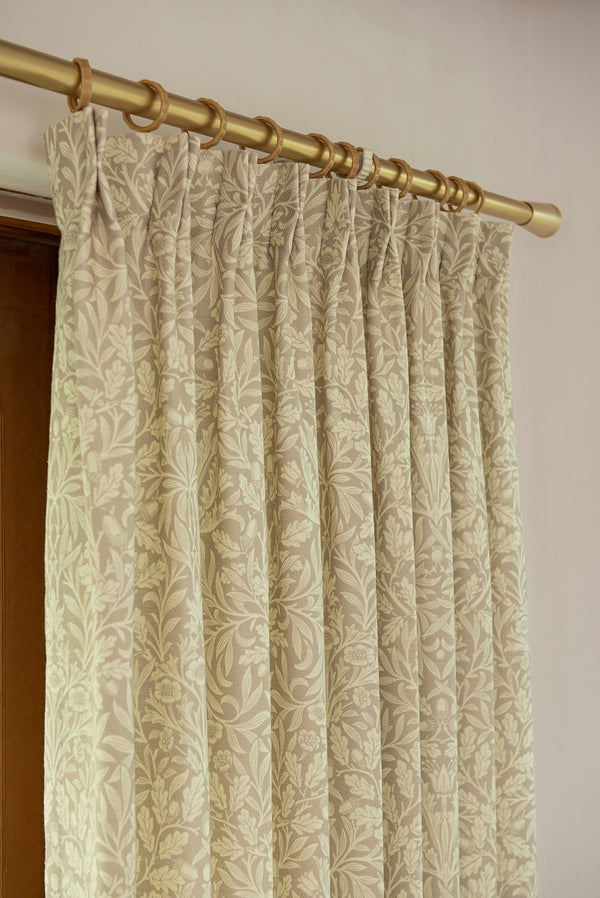 Botanical Bohemian Beige Version Boho Curtains, 40% Shading, Customize Size/Head, 1 Panel