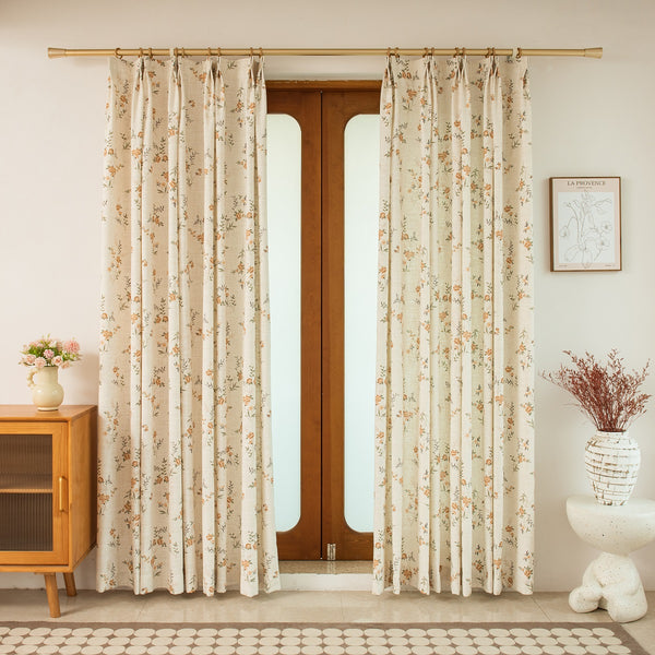 Clementine Rose  Floral Curtains Drapery, 40% Shading, Extra Liner Available, Extra Wide, Free Tieback, 1 Panel