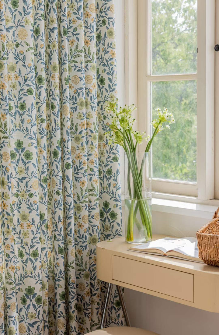 Contemporary Sheer Curtain with Floral Design
