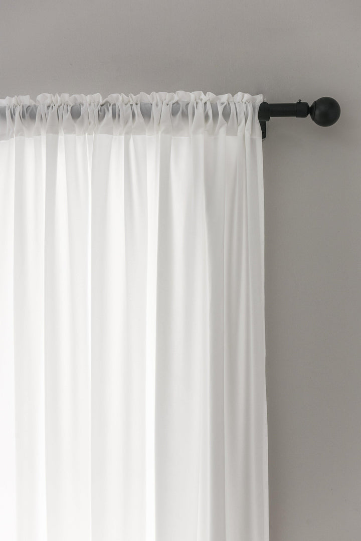 Custom Size/Head White Sheer Window Curtains Elegant Window Voile, Extra Wide Extra Long - Lanting Curtains