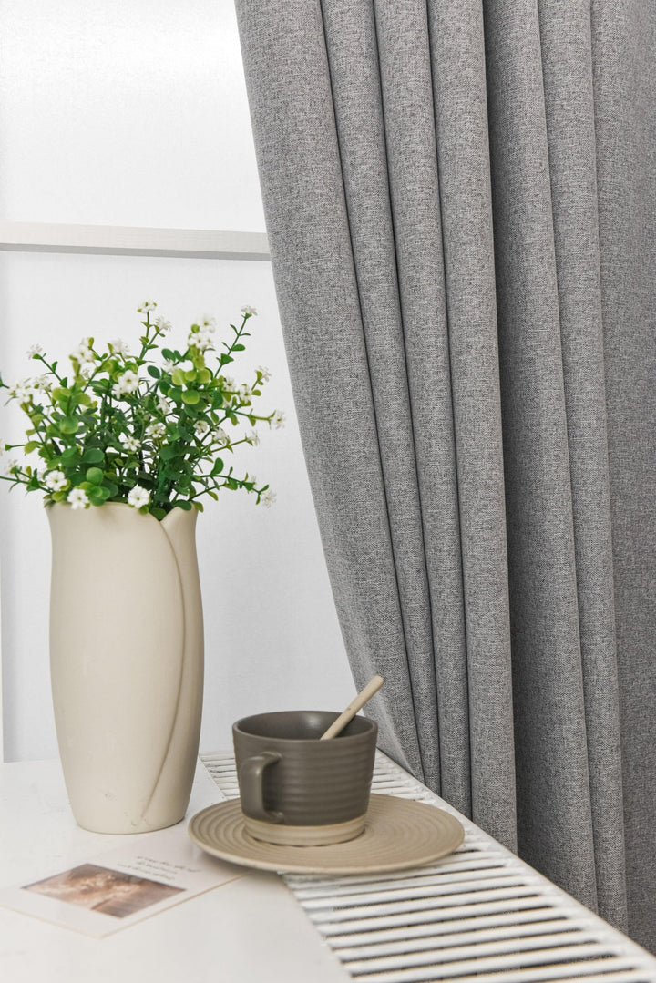 100% Blackout Drapery Curtain Linen Textured, Custom Size/Head Extra Long Extra Wide - Lanting Curtains