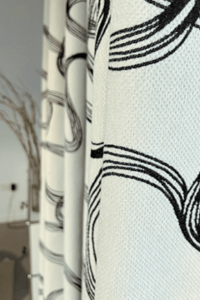 Customize Size/Head Modern Style Curtains with Abstract Lines 85% Blackout, Extra Wide, 1 Panel - Lanting Curtains