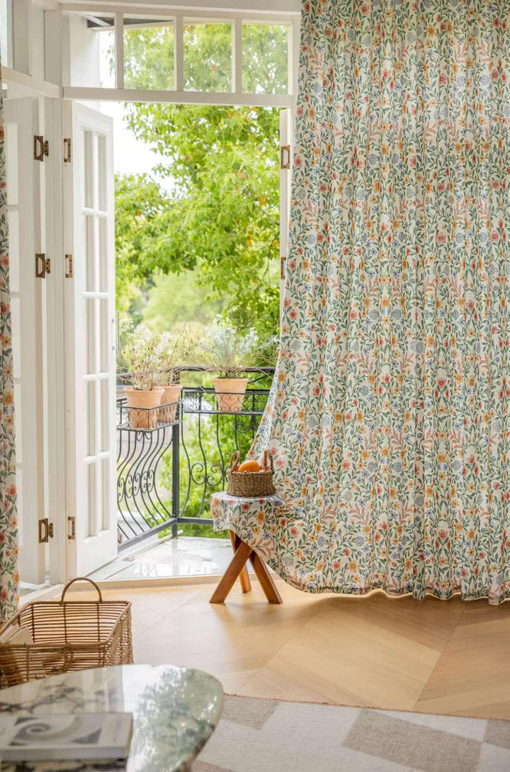 Customize Size/Head Summer Countryside Style Drapery Curtains, 40% Shading, Floral Cluster Pattern, Extra Wide, 1 Panel - Lanting Curtains