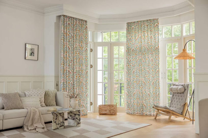 Customize Size/Head Summer Countryside Style Drapery Curtains, 40% Shading, Floral Cluster Pattern, Extra Wide, 1 Panel - Lanting Curtains
