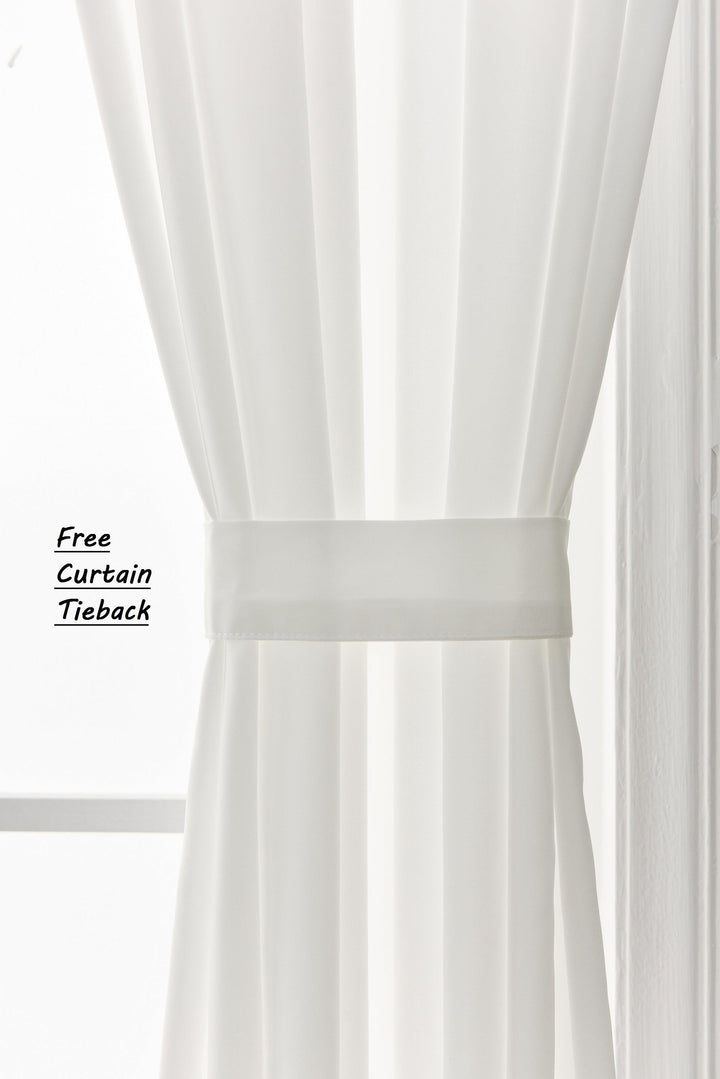 Custom Size/Head White Sheer Window Curtains Elegant Window Voile, Extra Wide Extra Long - Lanting Curtains