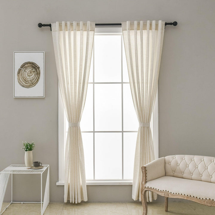 Custom Size/Head Linen Textured Sheer Curtain Wabi-sabi Style, Extra Long Extra Wide, 1 Panel - Lanting Curtains