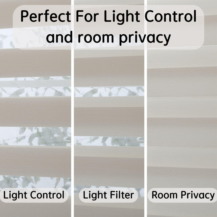 Custom Size Cordless Zebra Roller Window Blinds Waterproof Fabric, Dual Layer Roller Shade Blinds, EASY INSTALL - Lanting Curtains