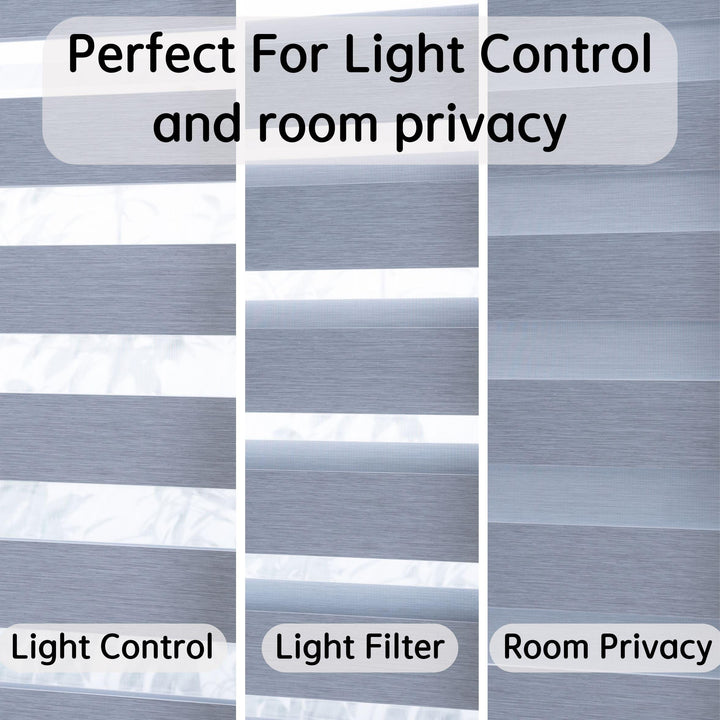 Custom Size Cordless Zebra Roller Blackout Window Blinds, Dual Layer Roller Shade Blinds, EASY INSTALL - Lanting Curtains